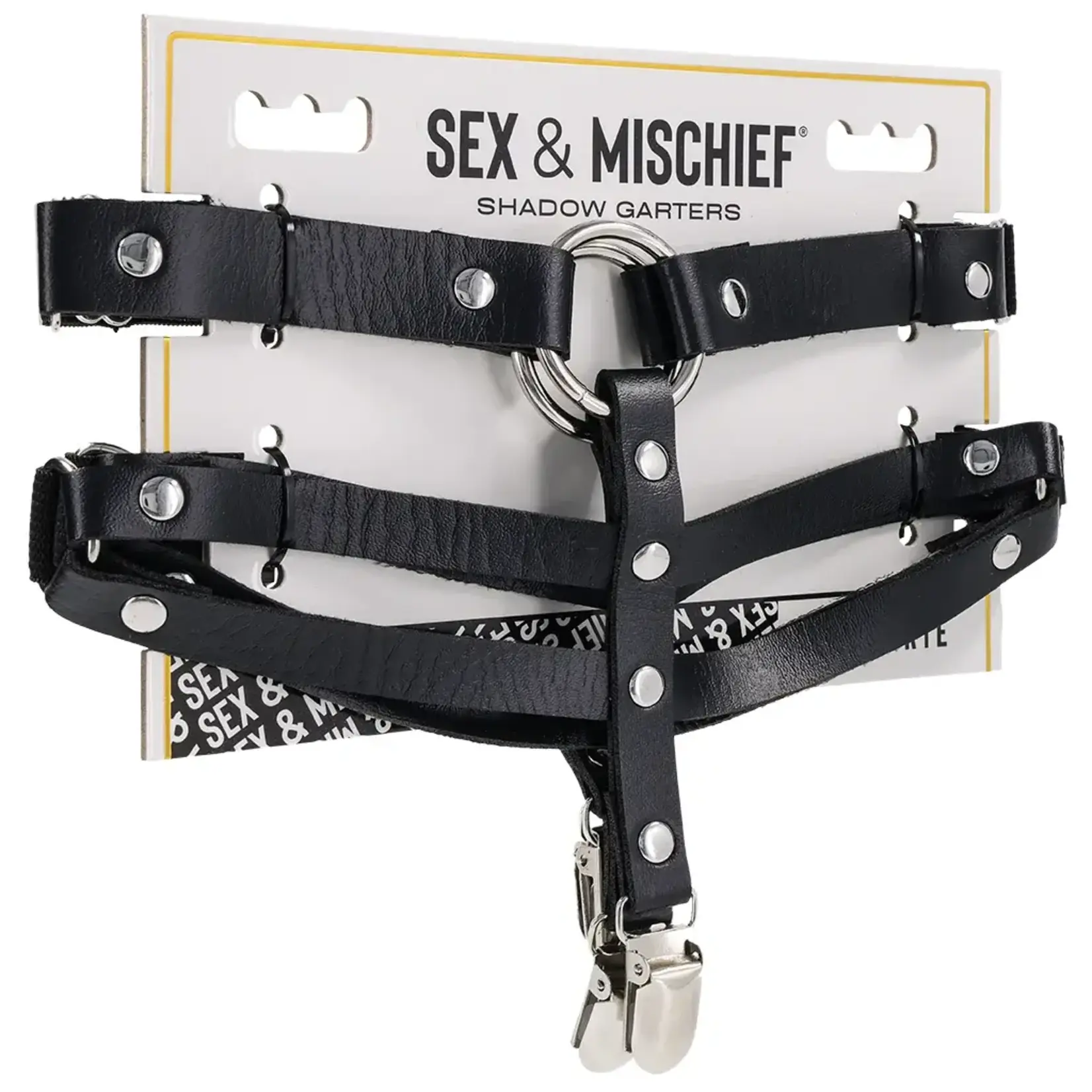 Sportsheets Sex & Mischief Shadow Garters - Black/Silver