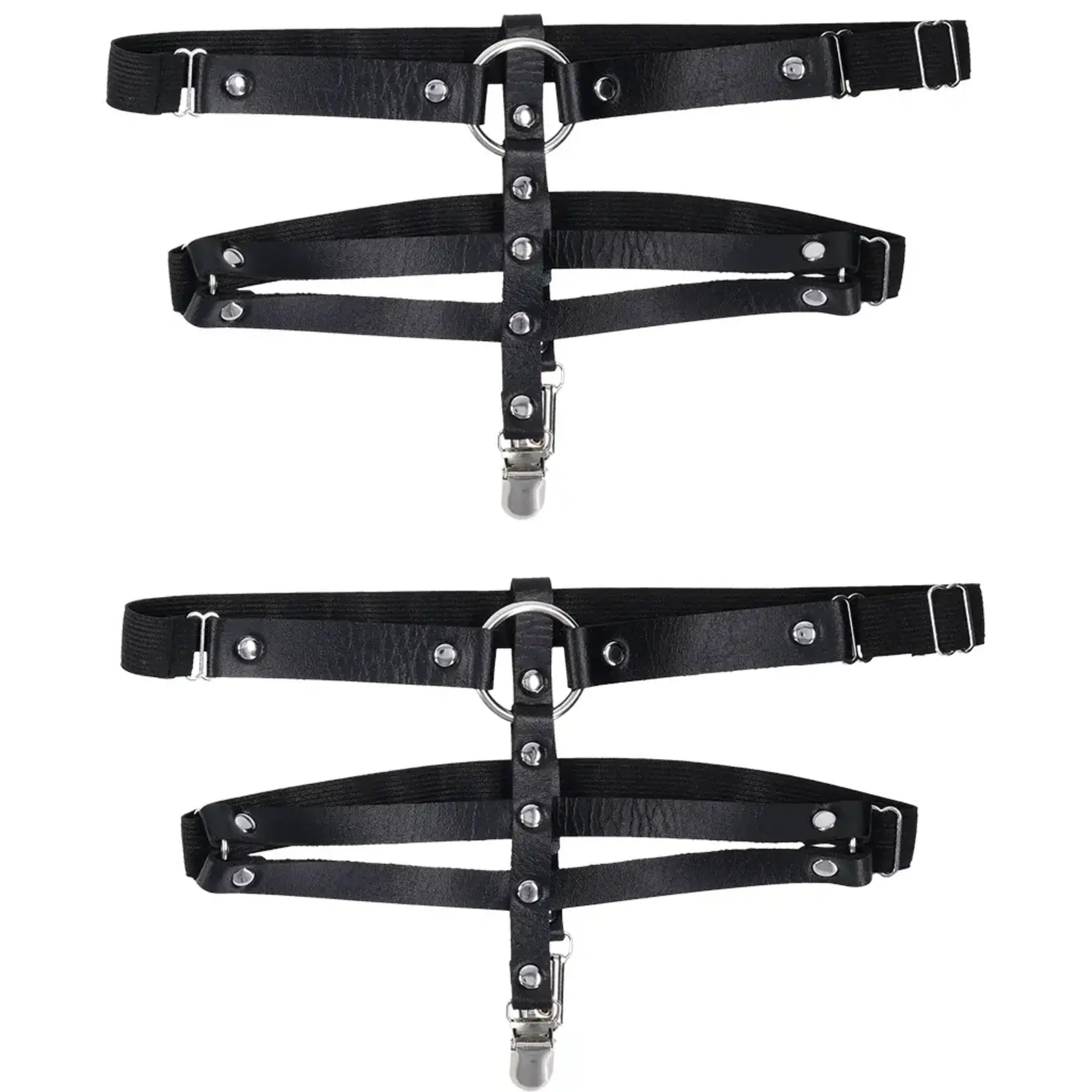 Sportsheets Sex & Mischief Shadow Garters - Black/Silver
