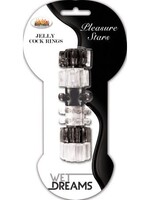 HOTT PRODUCTS Pleasure Stars Jelly Cock Rings 6 Per Pack - Assorted Colors