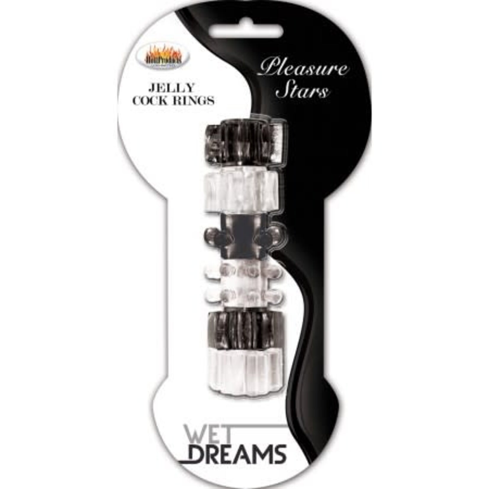 HOTT PRODUCTS Pleasure Stars Jelly Cock Rings 6 Per Pack - Assorted Colors