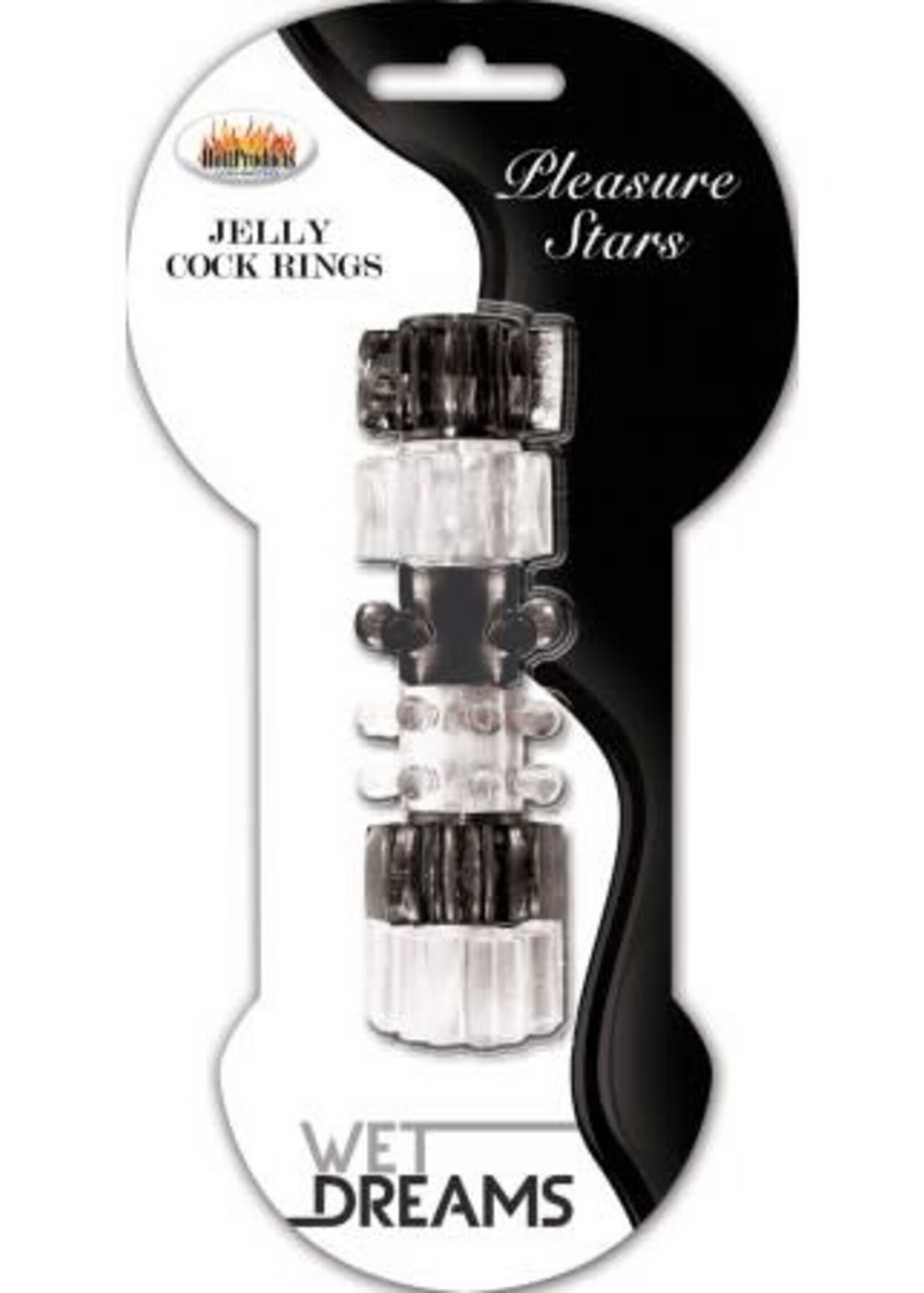 HOTT PRODUCTS Pleasure Stars Jelly Cock Rings 6 Per Pack - Assorted Colors