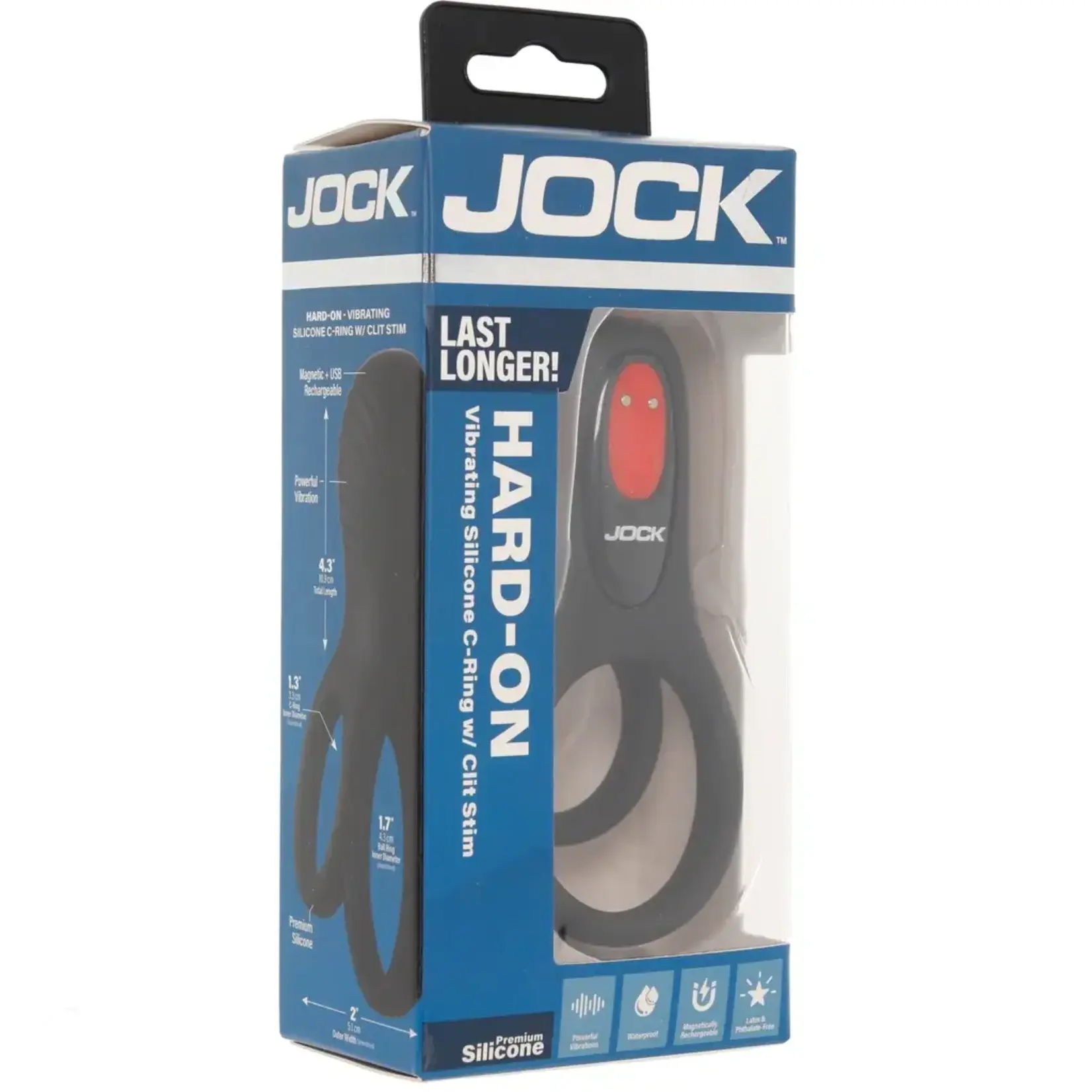 Curve Toys Hard-On Vibrating Rechargeable Silicone Cock Ring with Clit Stimulator - Black