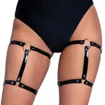 Leg Avenue Leg Avenue Dual Strap Studded Thigh High Garters - O/S - Black