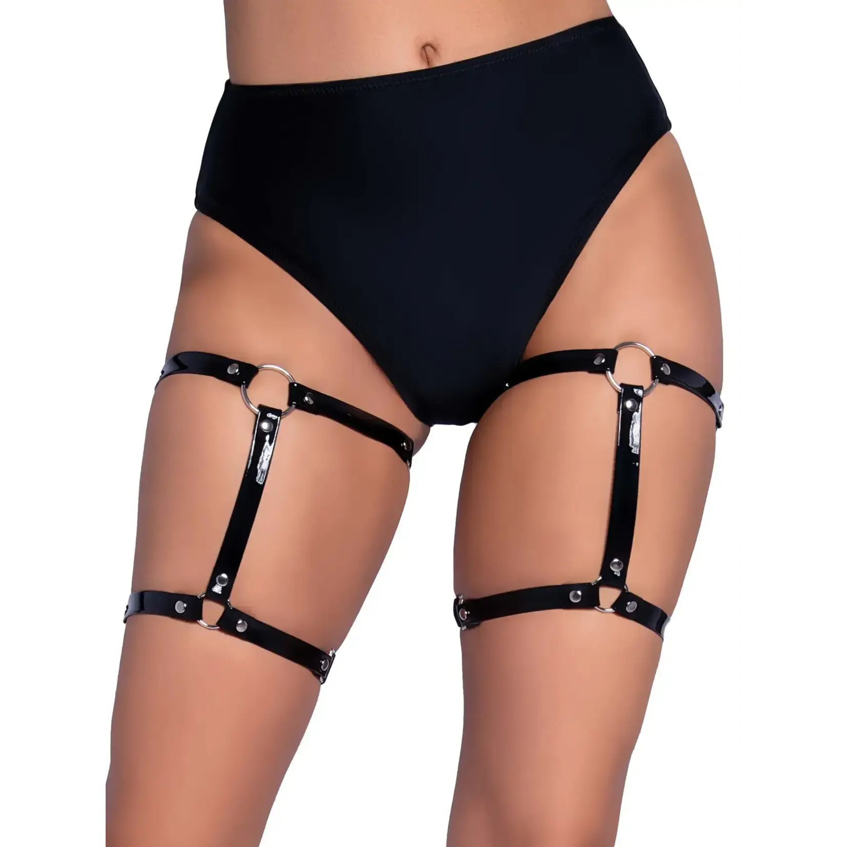 Leg Avenue Leg Avenue Dual Strap Studded Thigh High Garters - O/S - Black