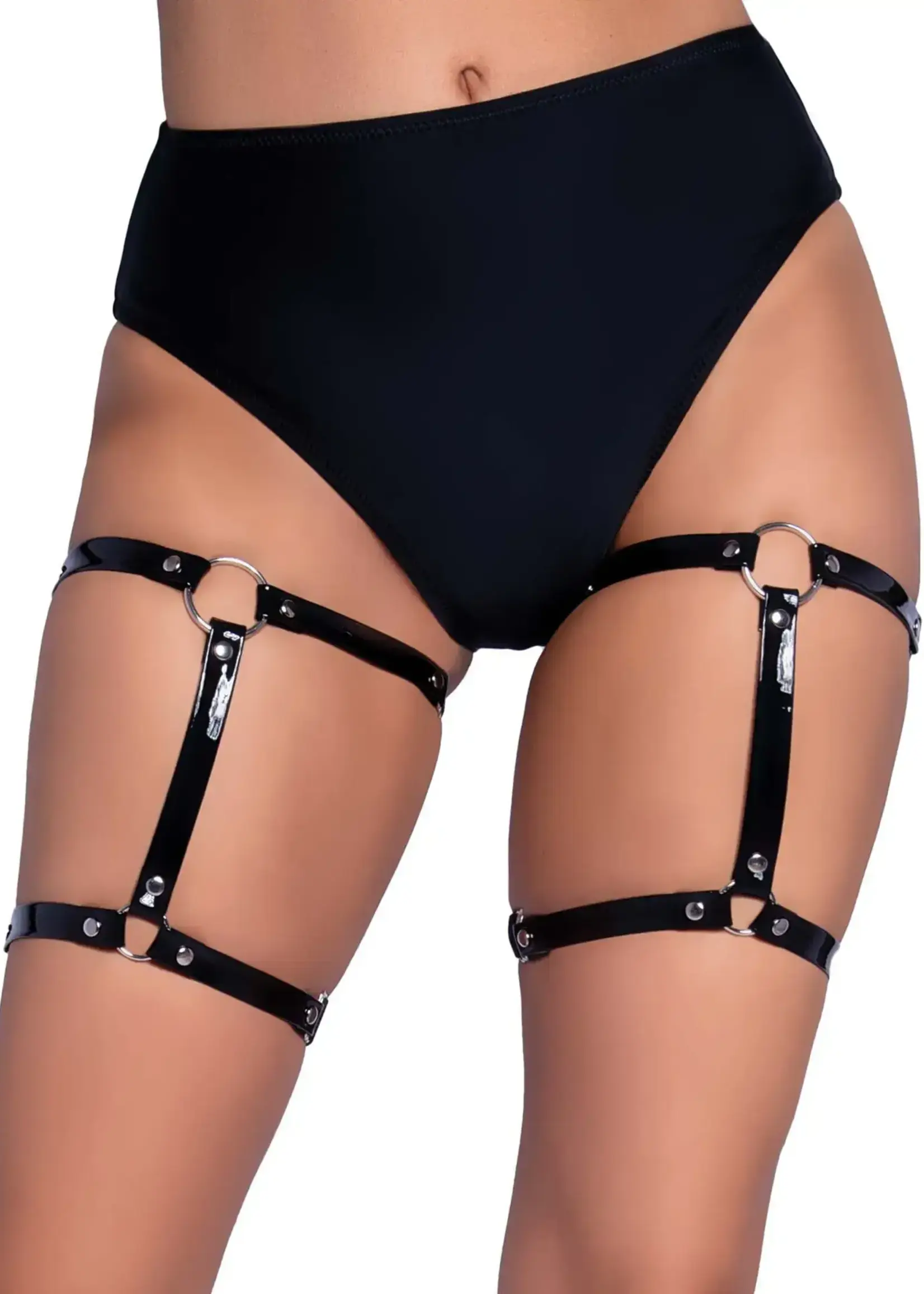 Leg Avenue Leg Avenue Dual Strap Studded Thigh High Garters - O/S - Black