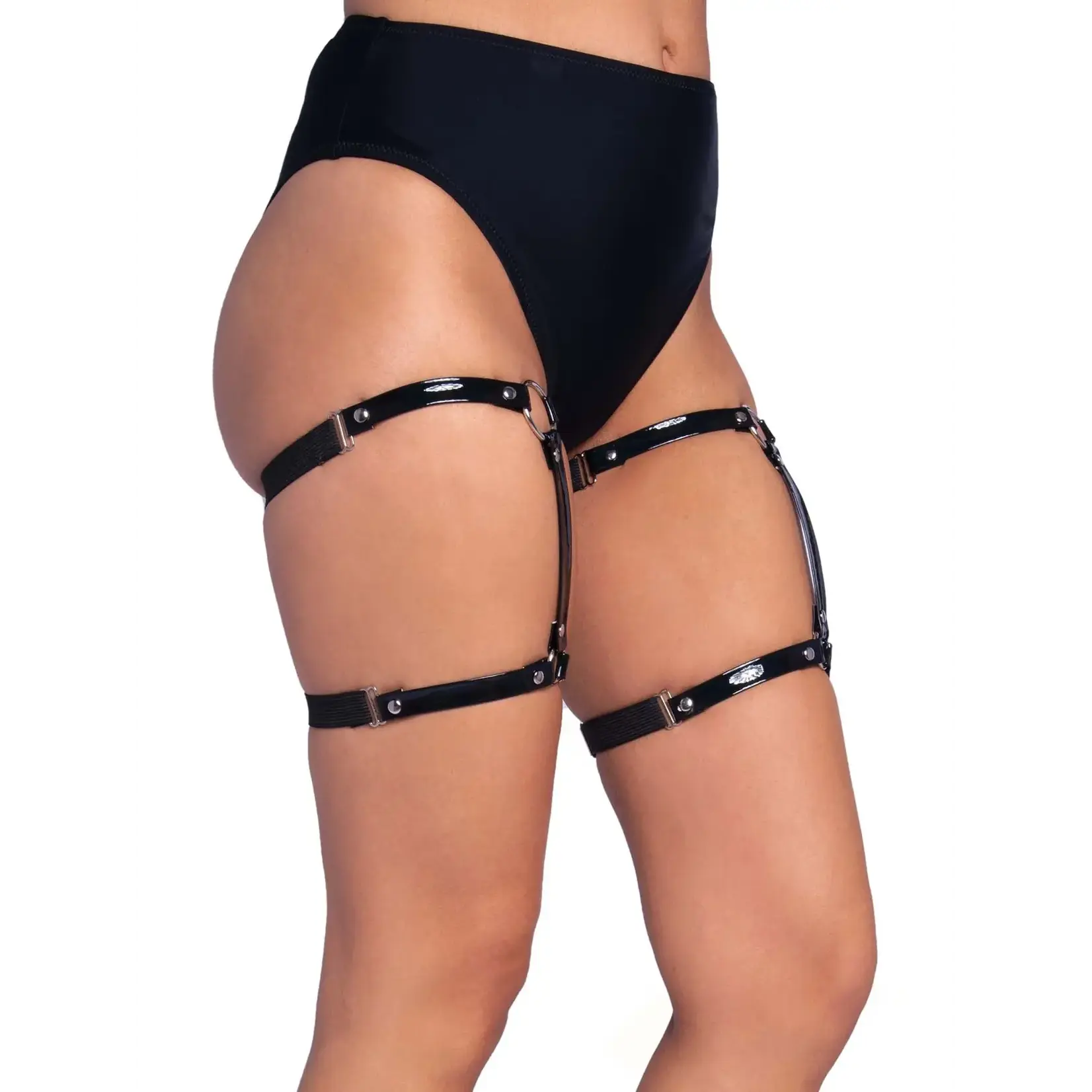 Leg Avenue Leg Avenue Dual Strap Studded Thigh High Garters - O/S - Black