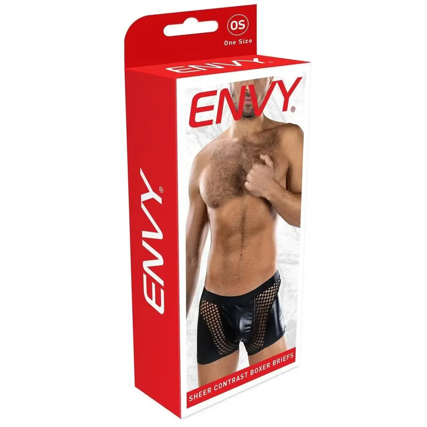 Envy Sheer Contrast Boxer Briefs - Os - Black