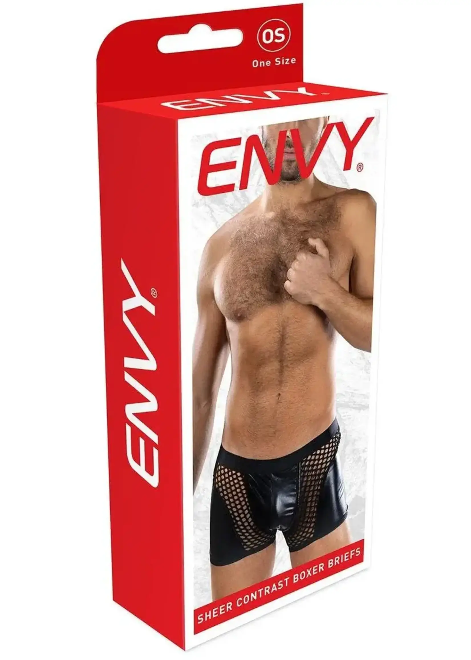 Envy Sheer Contrast Boxer Briefs - Os - Black