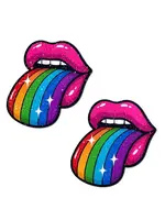 Pastease Pastease Taste The Rainbow Sparkling Tongue Out Breast Covers
