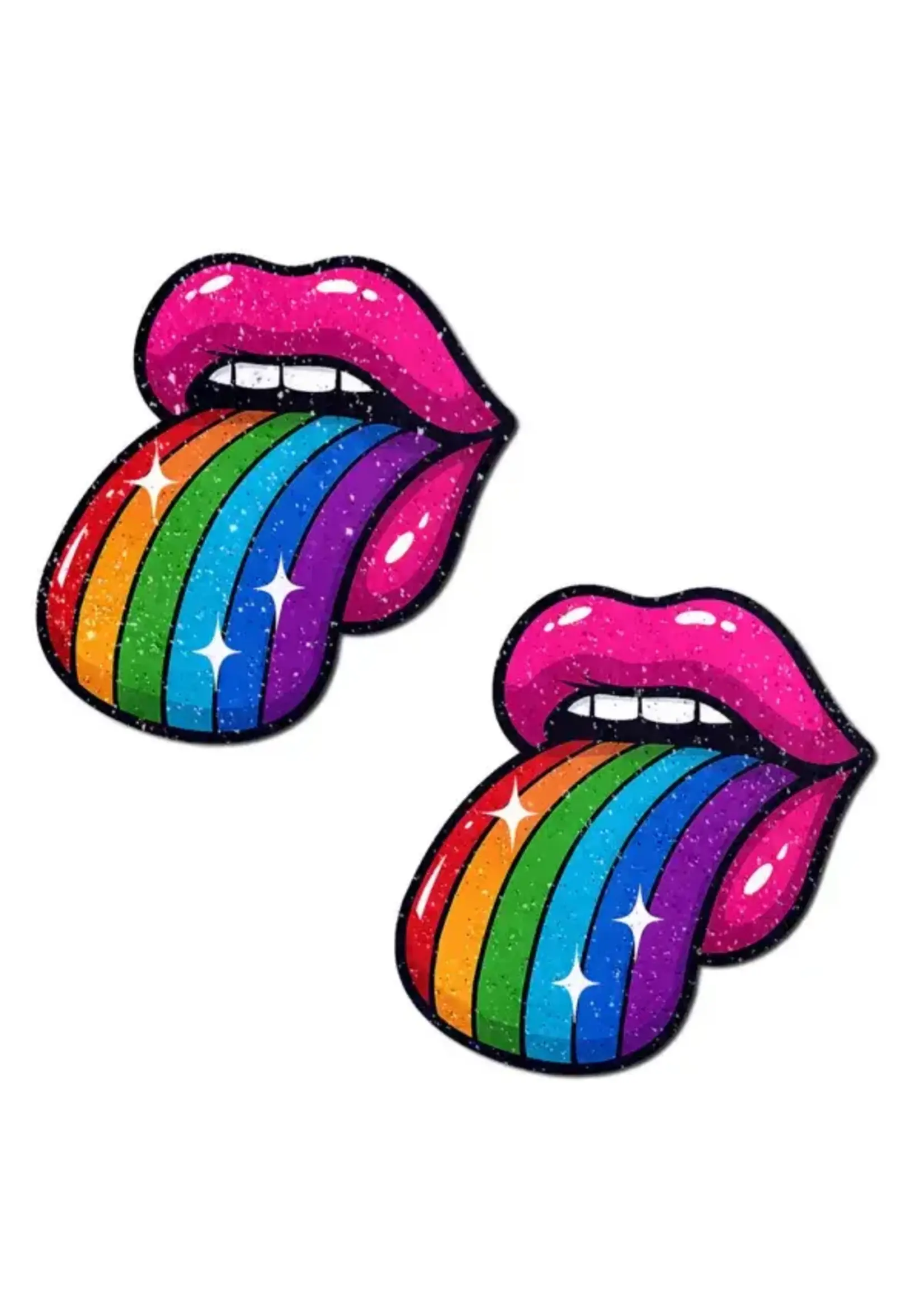 Pastease Pastease Taste The Rainbow Sparkling Tongue Out Breast Covers