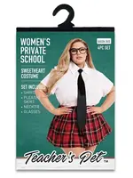 Teacher's Pet Teacher's Pet Private School Sweetheart Costume (4 Piece) - Queen - Red/White