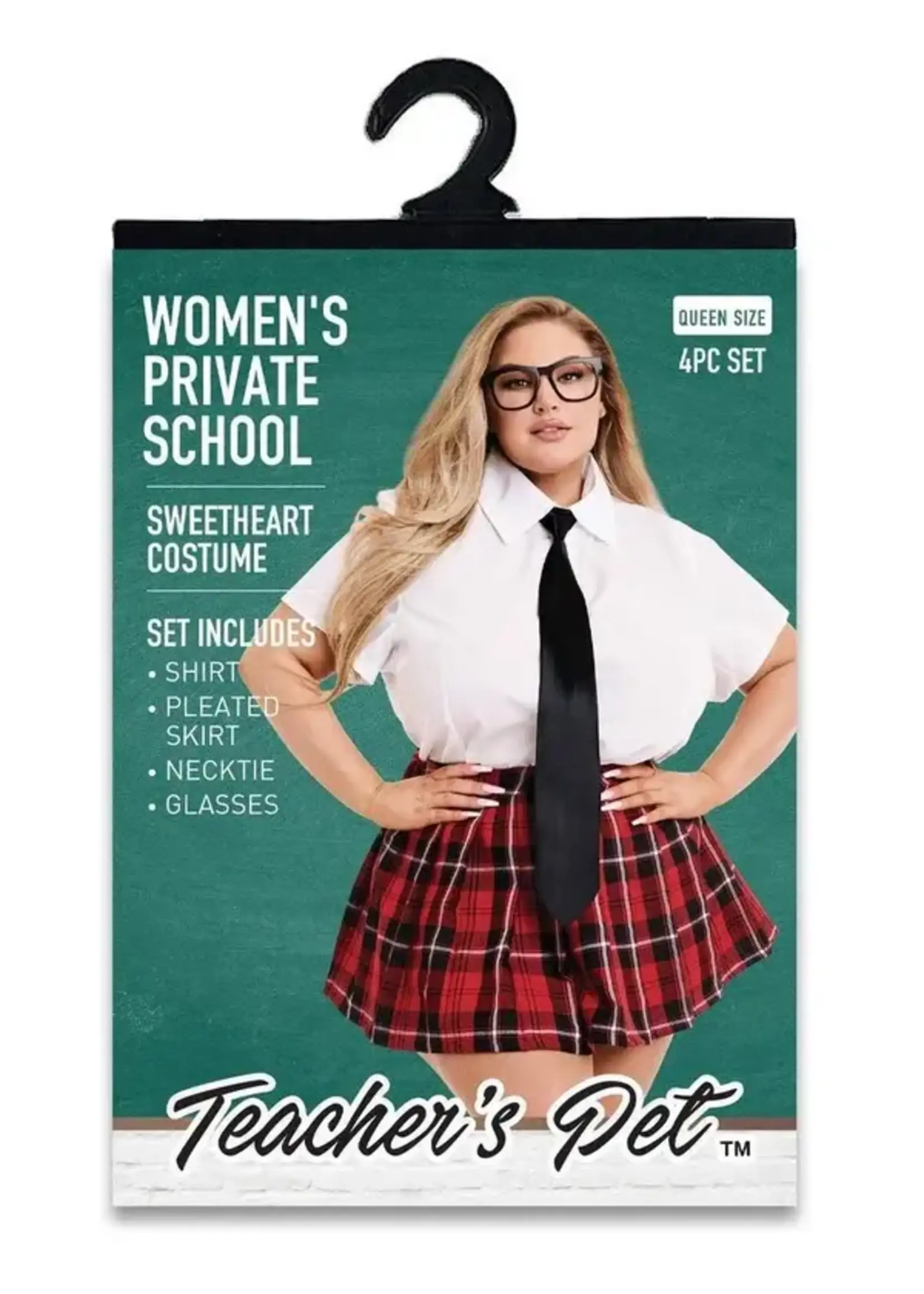 Teacher's Pet Teacher's Pet Private School Sweetheart Costume (4 Piece) - Queen - Red/White