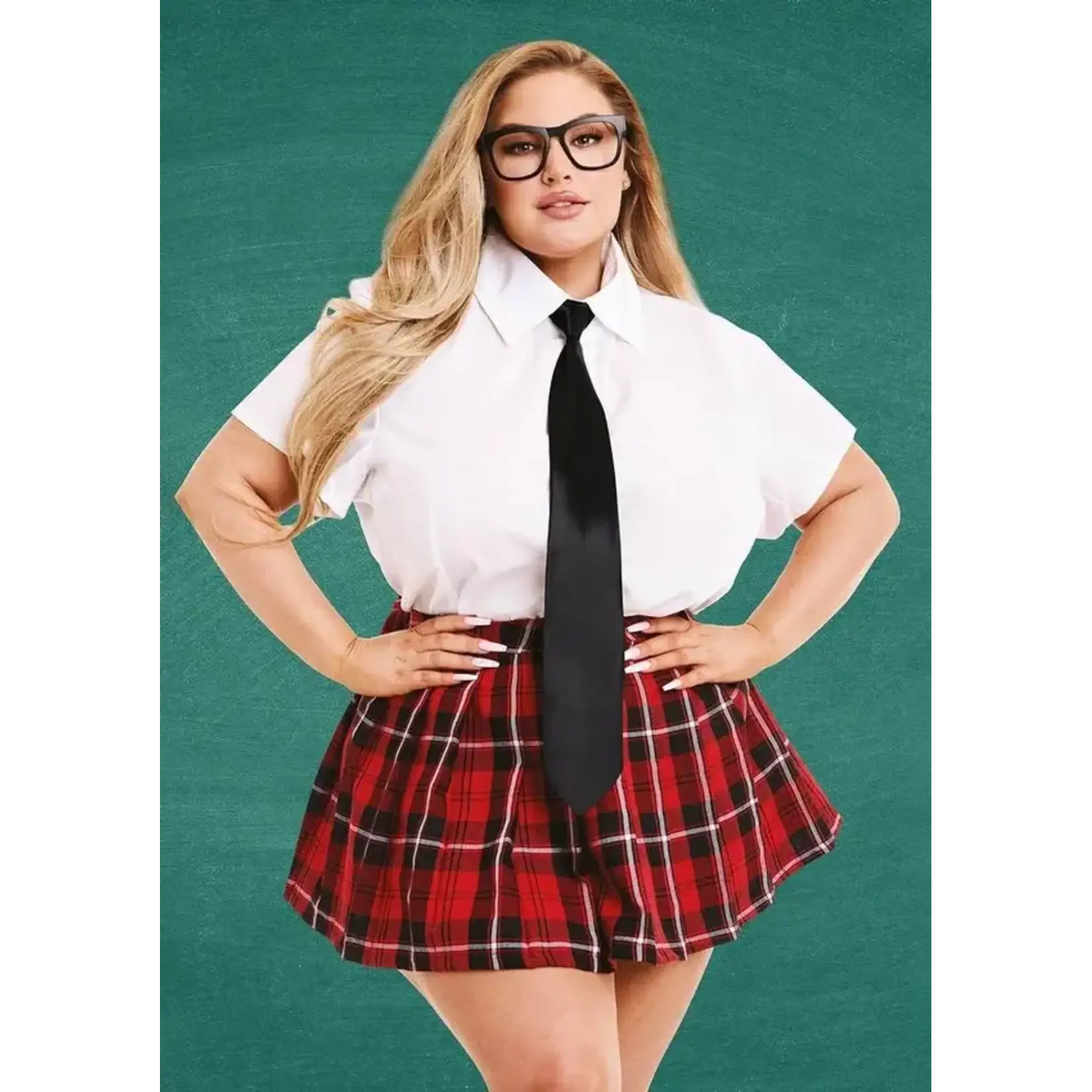 Teacher's Pet Teacher's Pet Private School Sweetheart Costume (4 Piece) - Queen - Red/White