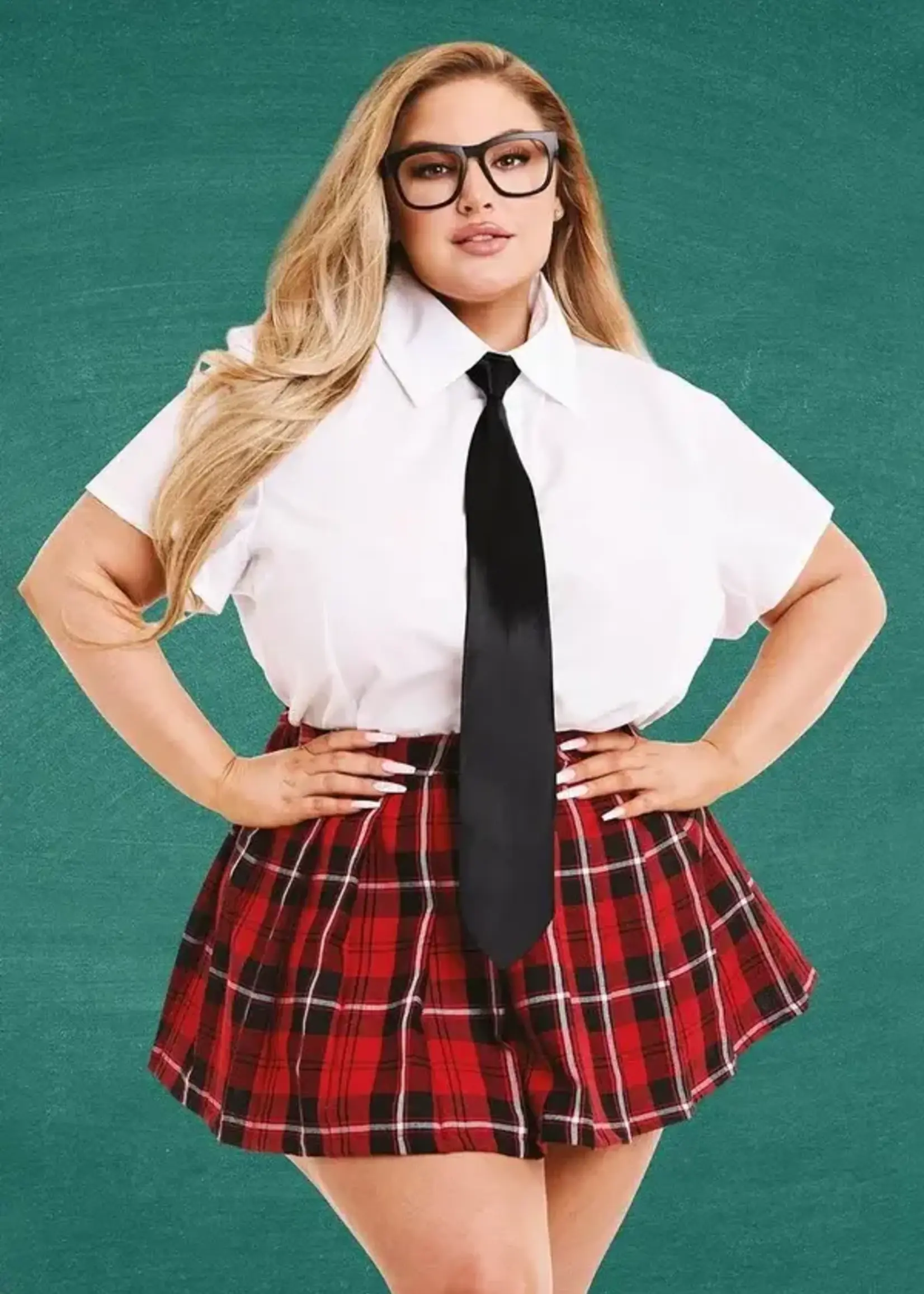 Teacher's Pet Teacher's Pet Private School Sweetheart Costume (4 Piece) - Queen - Red/White
