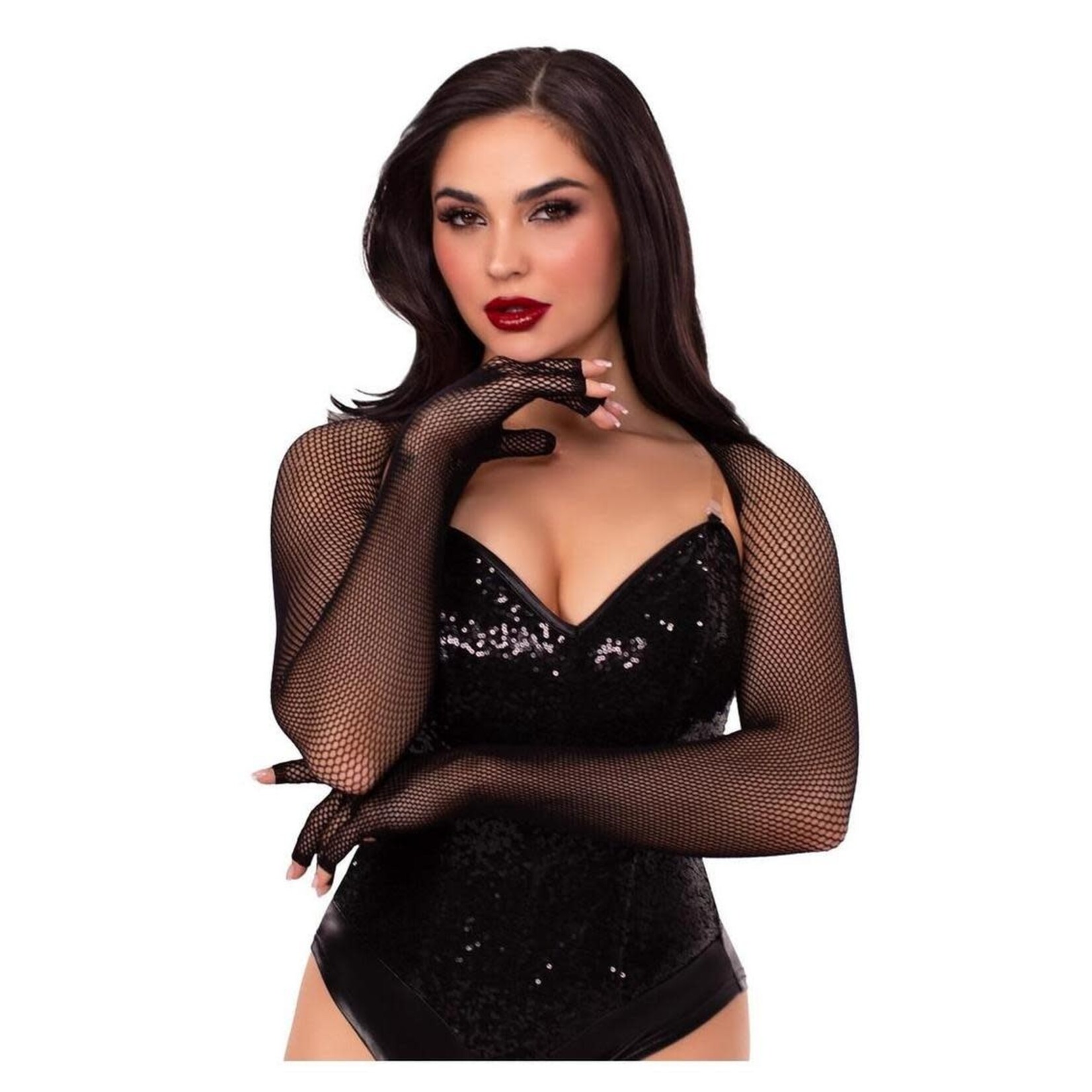 Leg Avenue Leg Avenue Fishnet Fingerless Gloved Shrug - Black - O/S