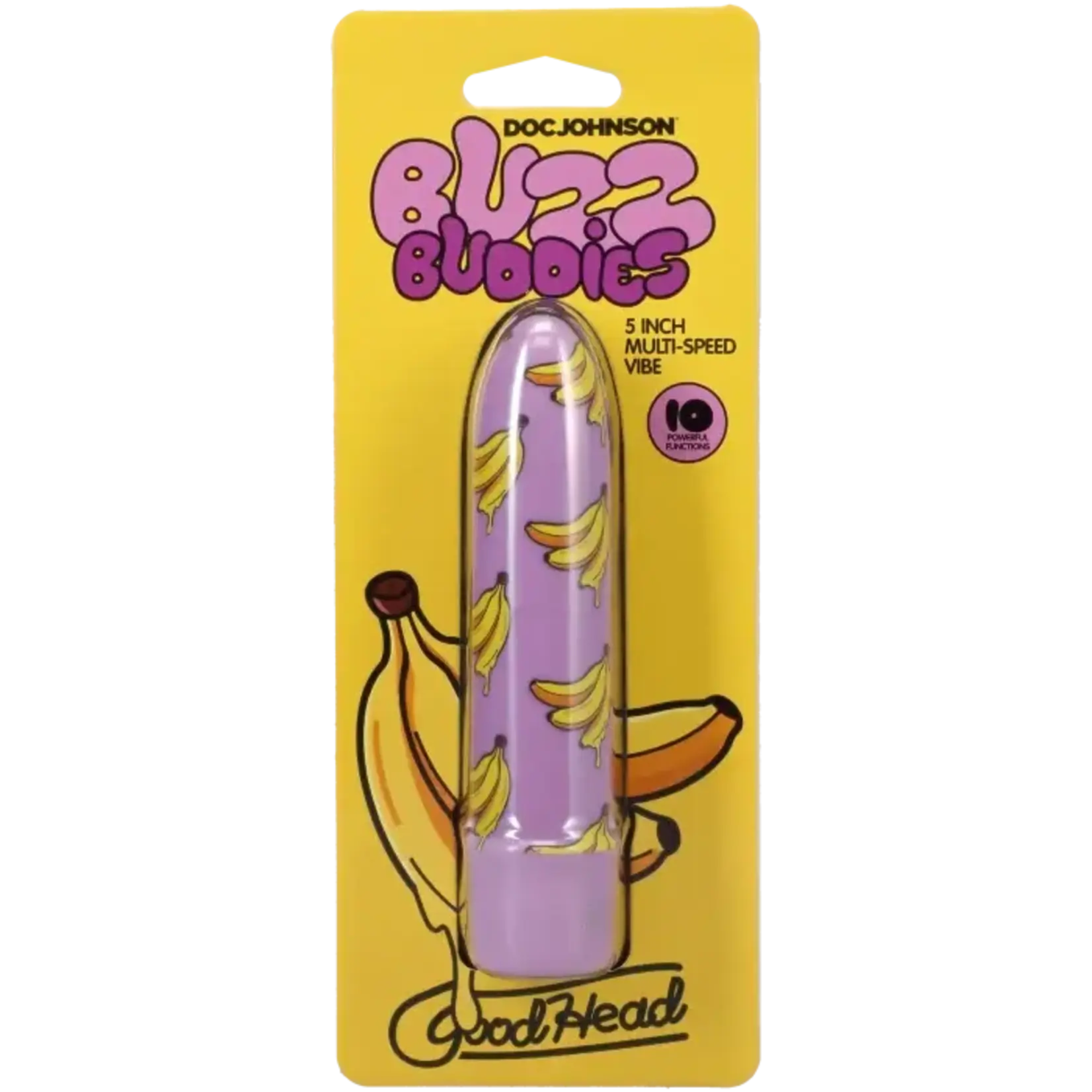 Doc Johnson Goodhead - Buzz Buddies - 5 Inch Muti-Speed Vibe Bananas