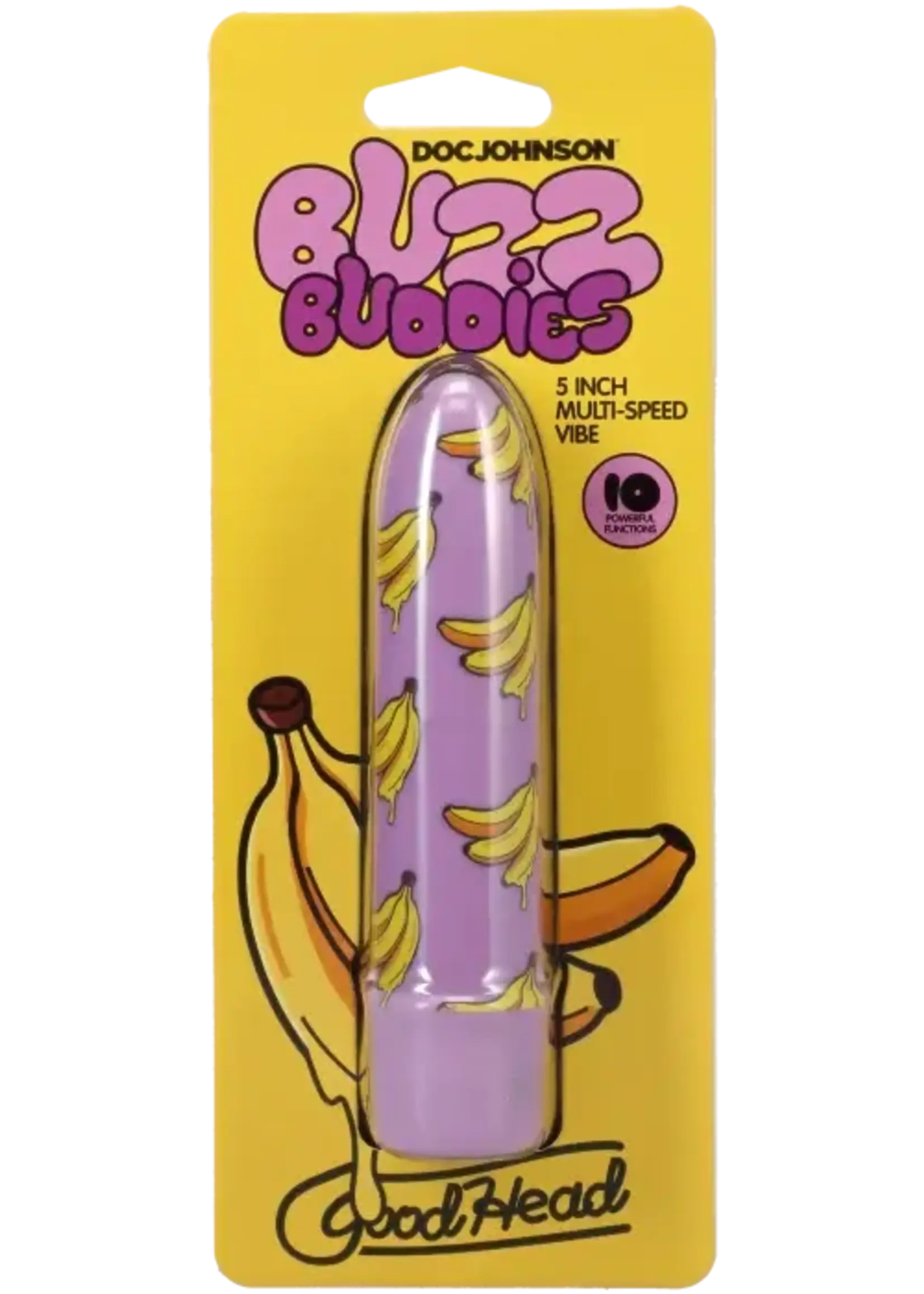 Doc Johnson Goodhead - Buzz Buddies - 5 Inch Muti-Speed Vibe Bananas