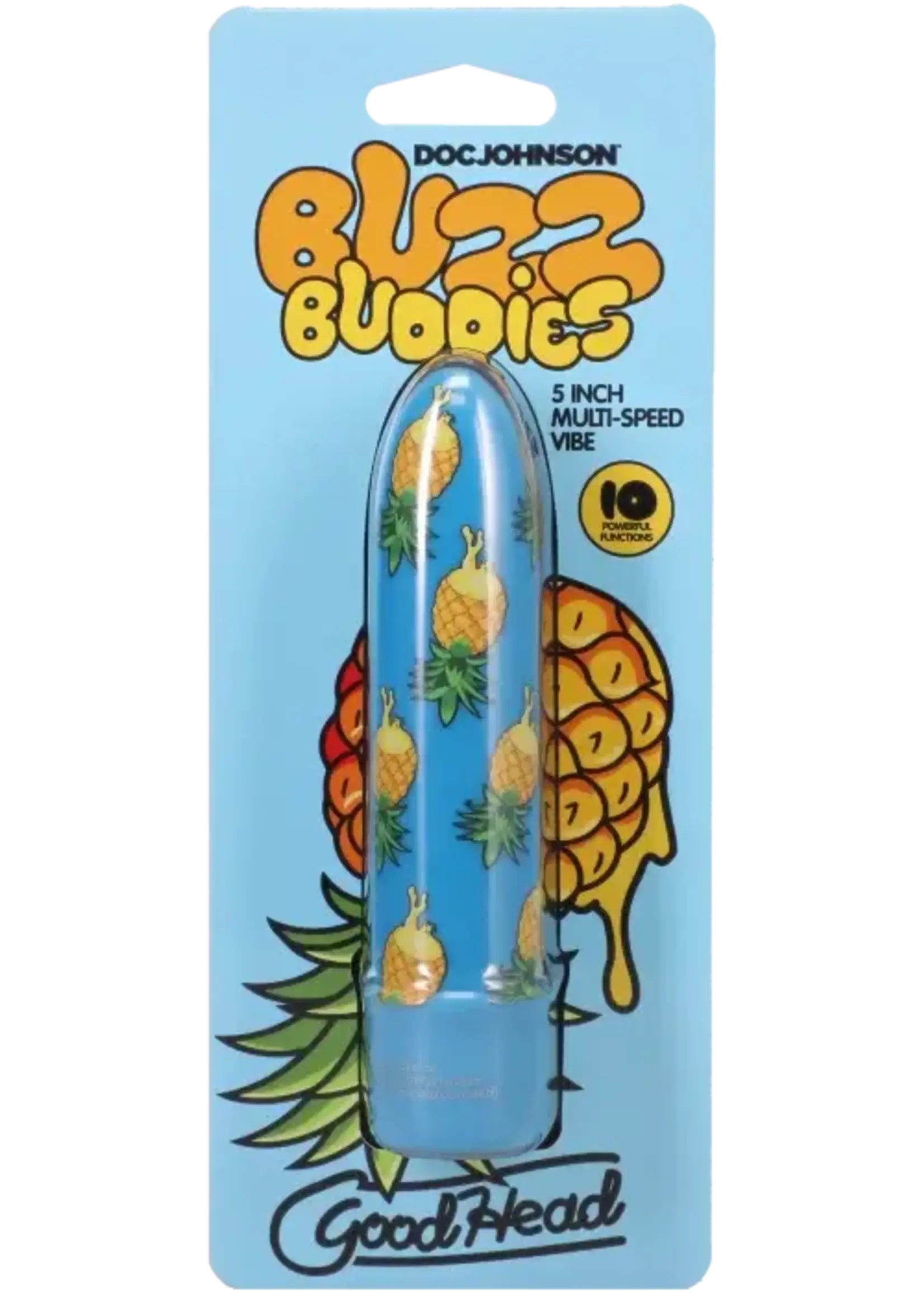 Doc Johnson Goodhead - Buzz Buddies - 5 Inch Muti-Speed Vibe Pineapple