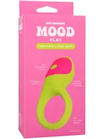 Doc Johnson Mood Play Vibrating Rechargeable Silicone Cock Ring - Green/Pink