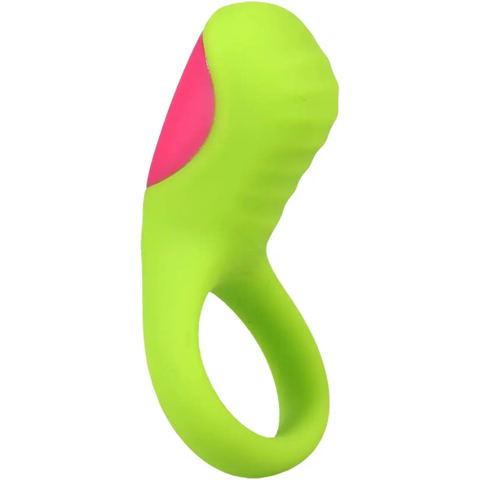 Doc Johnson Mood Play Vibrating Rechargeable Silicone Cock Ring - Green/Pink