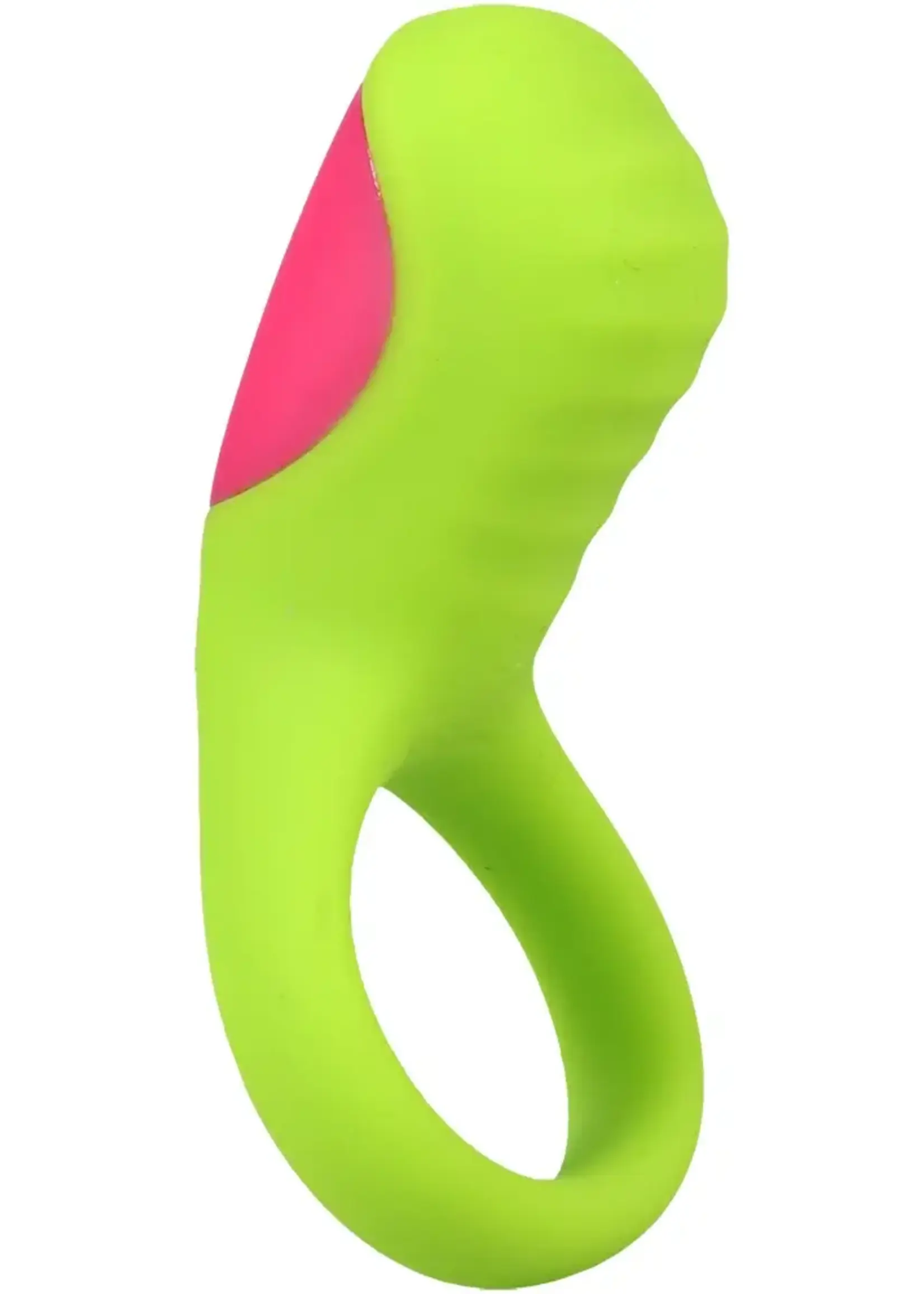 Doc Johnson Mood Play Vibrating Rechargeable Silicone Cock Ring - Green/Pink