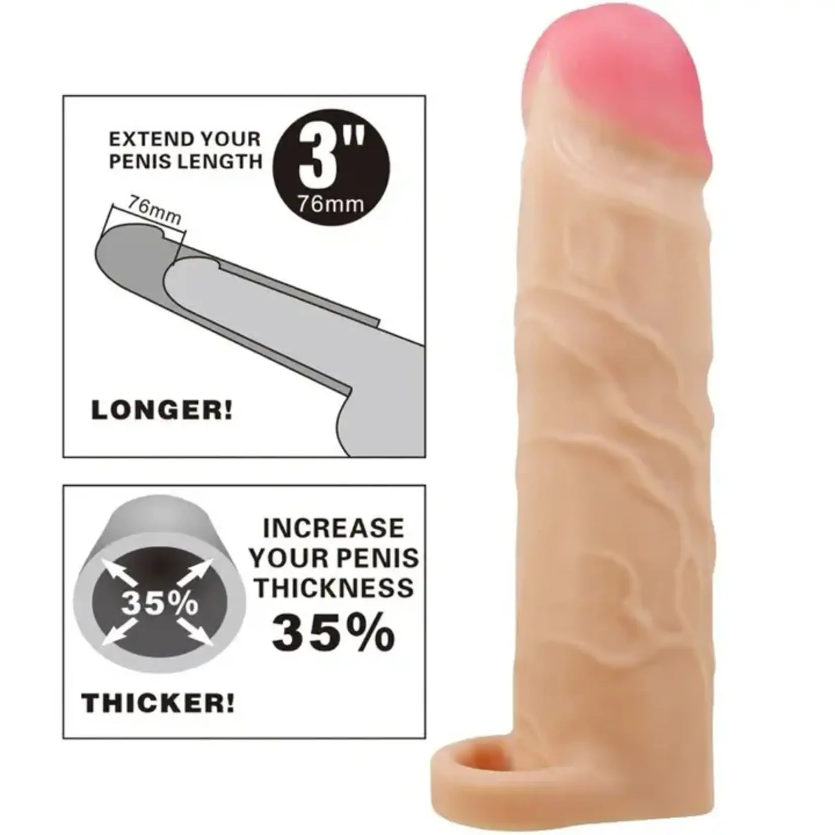 Pretty Love Gerd Extended Penis Sleeve - Light