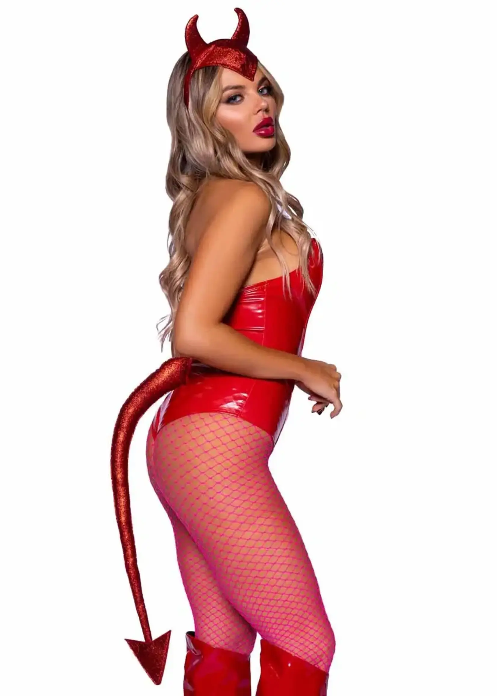 Leg Avenue Devil Horns Headband and Tail Set - Red
