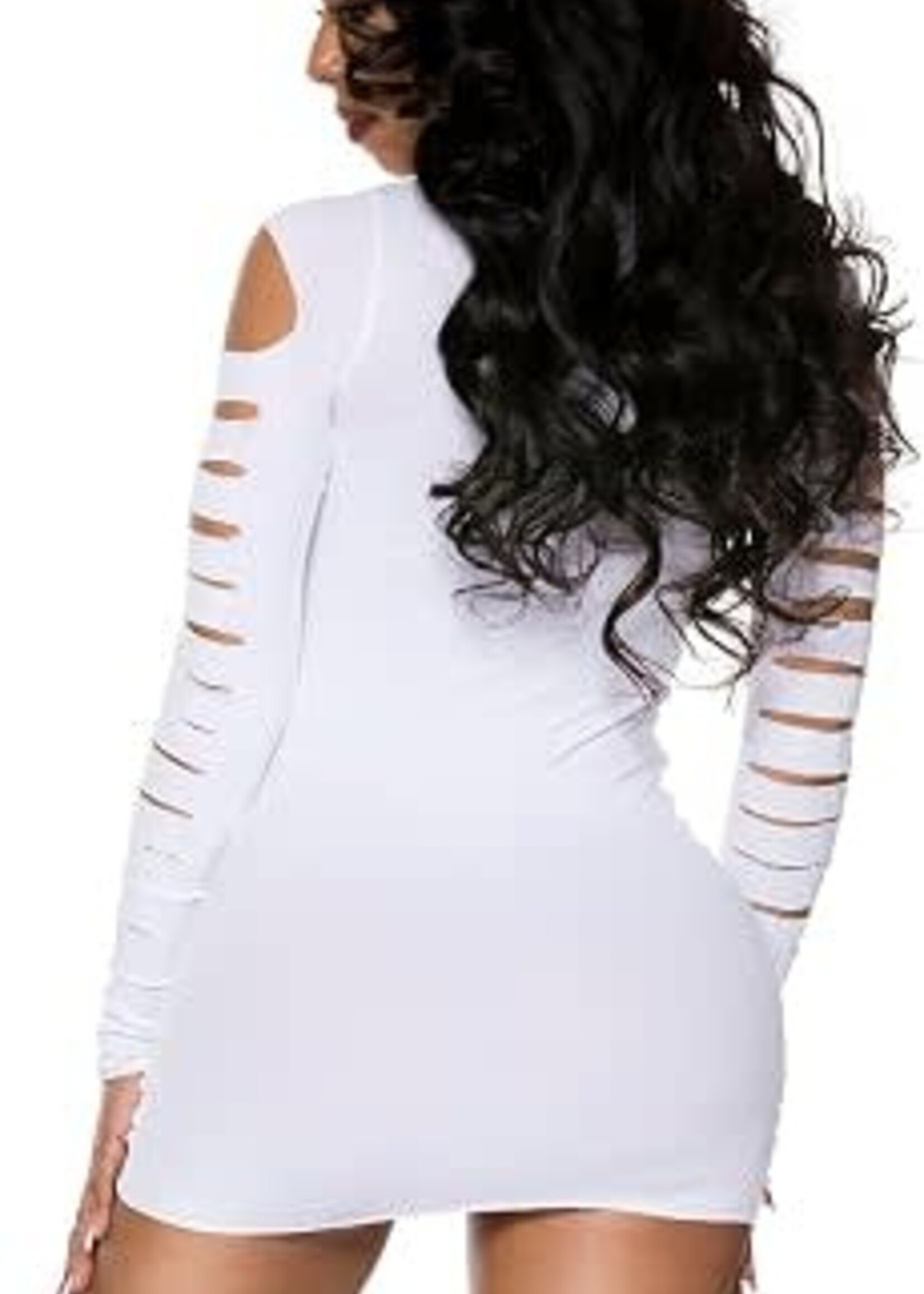 Music Legs Heartbreaker Cut Out Long Sleeve Mini Dress - White - OS