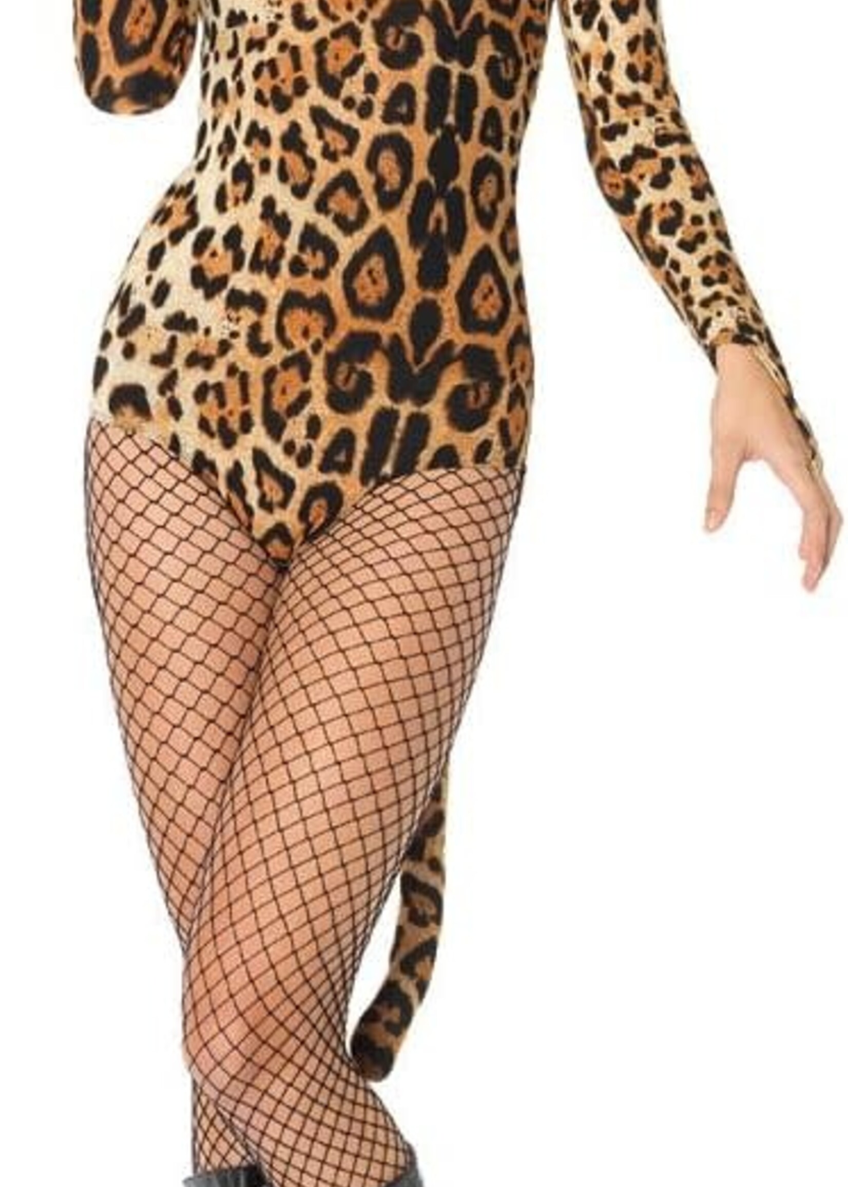 Leg Avenue Leg Avenue Wildcat Keyhole Teddy with Tail and Ear Headband (2 Piece) - Leopard