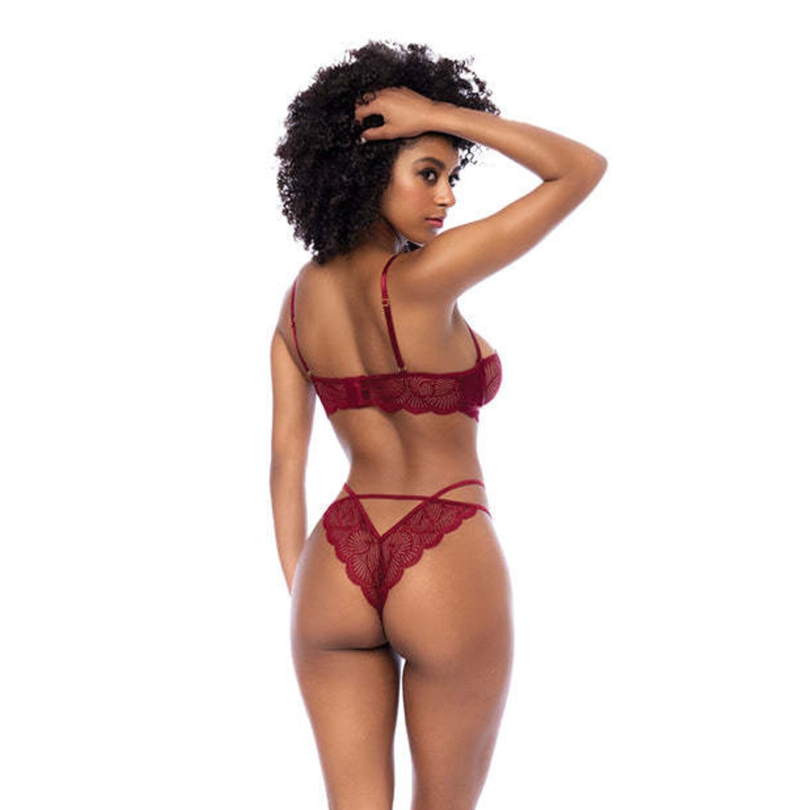 Mapale Lace Underwire Top w/Thong 2 pc Set - Rosewood S/M