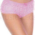 Music Legs Micro Mesh Lace Ruffle Trim Shorts - Light Pink - O/S