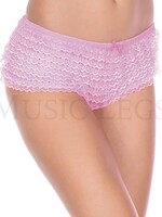 Music Legs Micro Mesh Lace Ruffle Trim Shorts - Light Pink - O/S