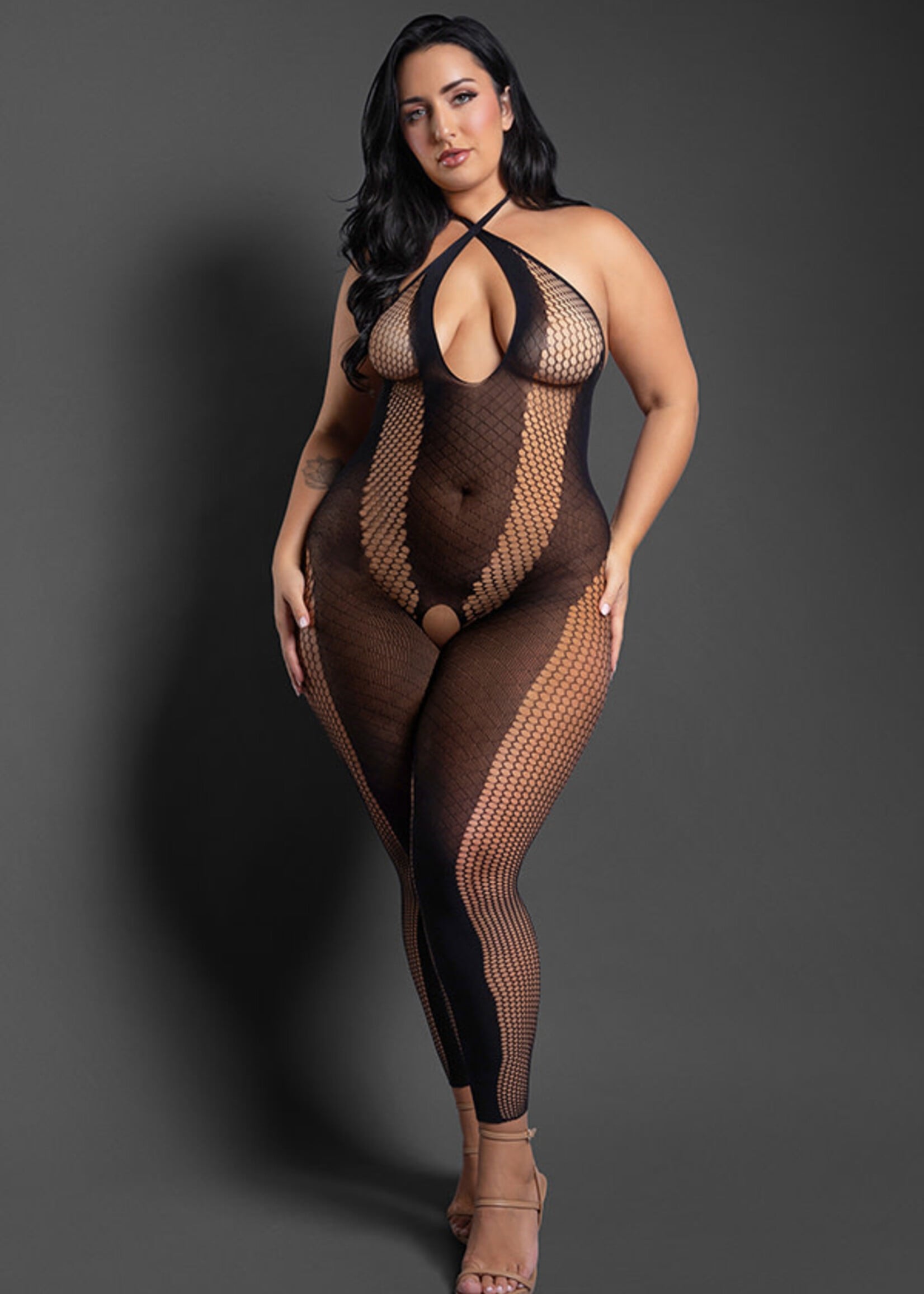 Fantasy Lingerie Make Your Move Footless Open Crotch Bodystocking Queen Size