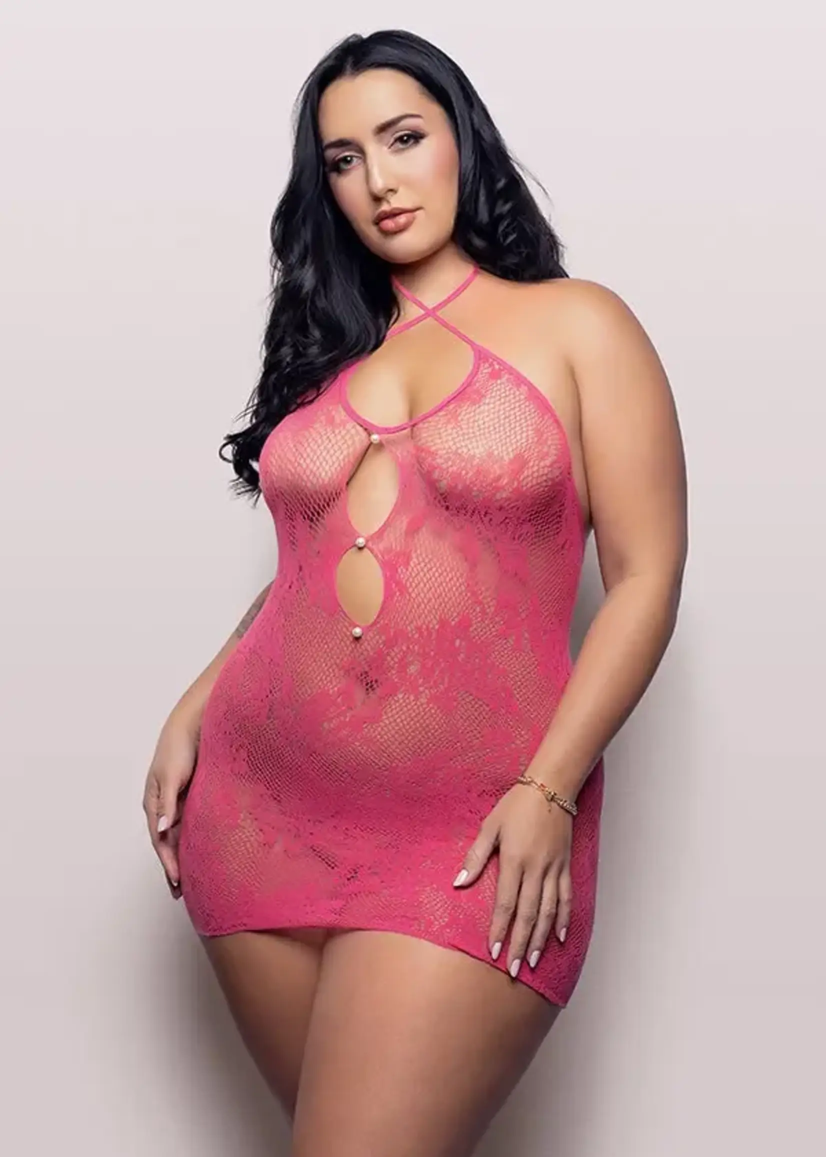 Fantasy Lingerie Call Me Baby Criss-Cross Halter Dress Queen Size