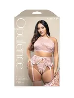 Fantasy Lingerie Bralette, Garter Belt & Crotchless Pearl G-String Queen Size