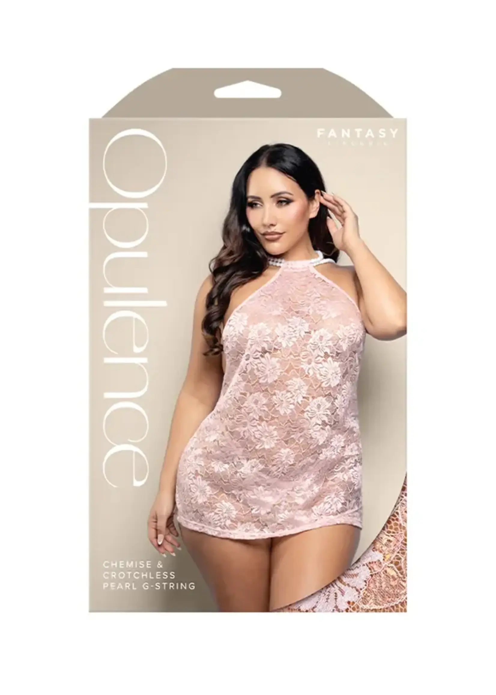 Fantasy Lingerie Chemise & Crotchless Pearl G-String Queen Size