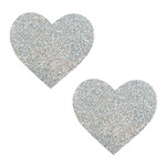 Neva Nude Silver Pixie Dust Glitter Heart Pasties