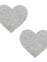 Neva Nude Silver Pixie Dust Glitter Heart Pasties