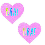 Neva Nude Brat Holographic Uv Light Pink I Heart U Glitter Nipple Cover Pasties