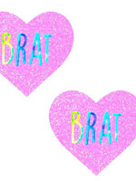 Neva Nude Brat Holographic Uv Light Pink I Heart U Glitter Nipple Cover Pasties