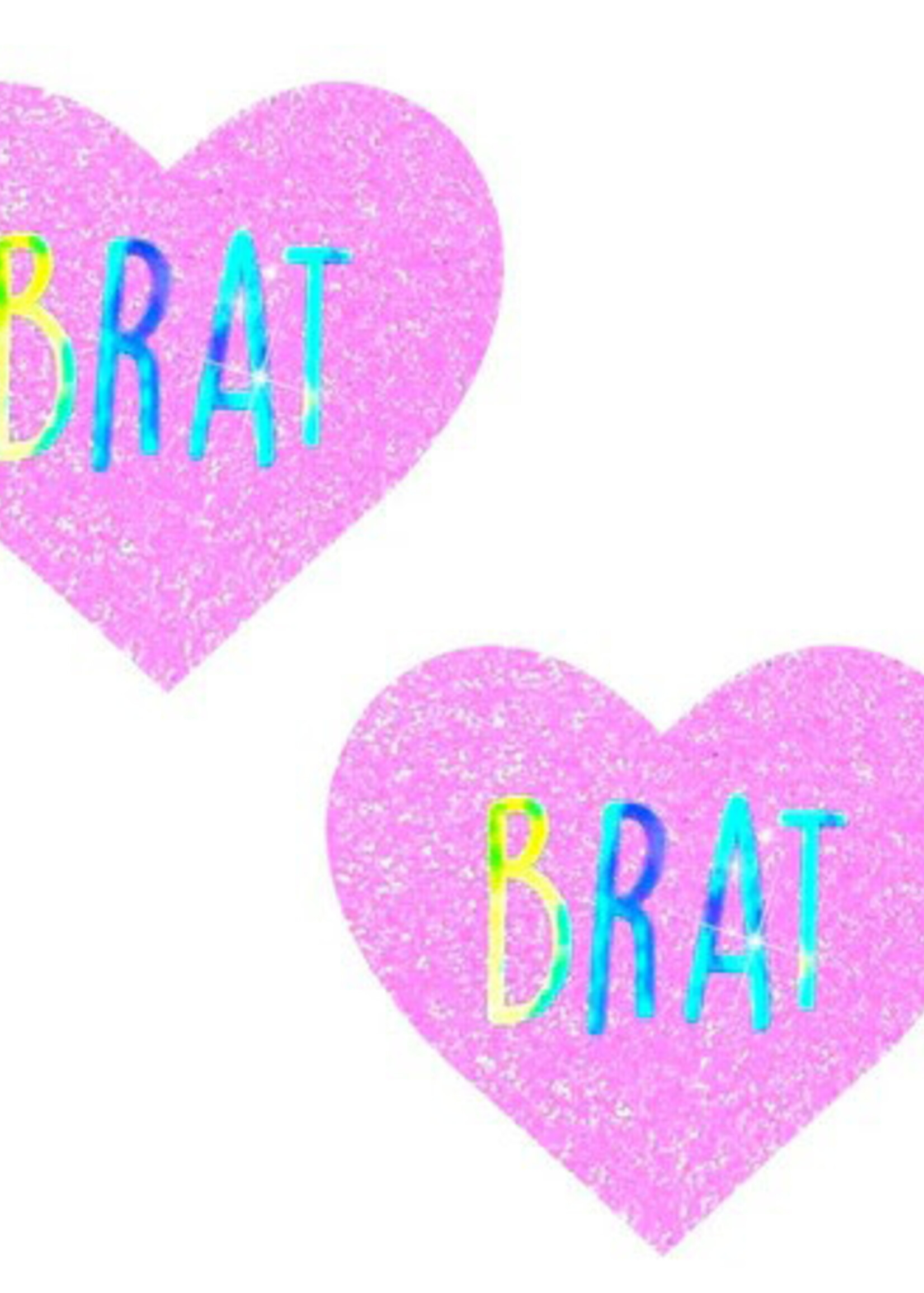 Neva Nude Brat Holographic Uv Light Pink I Heart U Glitter Nipple Cover Pasties