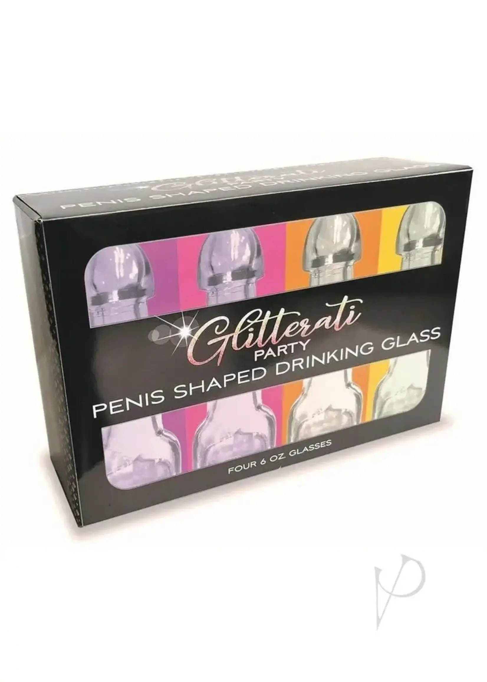 Little Genie Glitterati Penis 6 oz. Drinking Glass 4 Pack