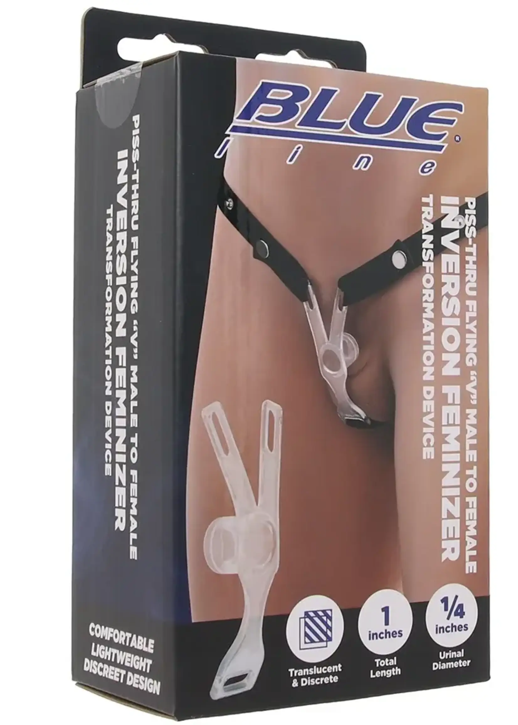 Blue Line Men Piss-Thru Flying "V" Male To Female Inversion Feminizer Transformation Device