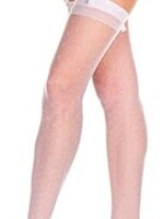 Music Legs Lace Garterbelt w/ Oversized Bow - White - O/S