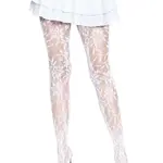 Leg Avenue Leg Avenue Seamless Chantilly Floral Lace Tights - OS - White
