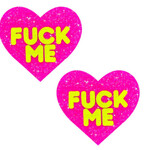 Neva Nude F*Ck Me Blacklight Neon Super Sparkle Nipple Cover Pasties Pink Glitter
