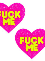 Neva Nude F*Ck Me Blacklight Neon Super Sparkle Nipple Cover Pasties Pink Glitter