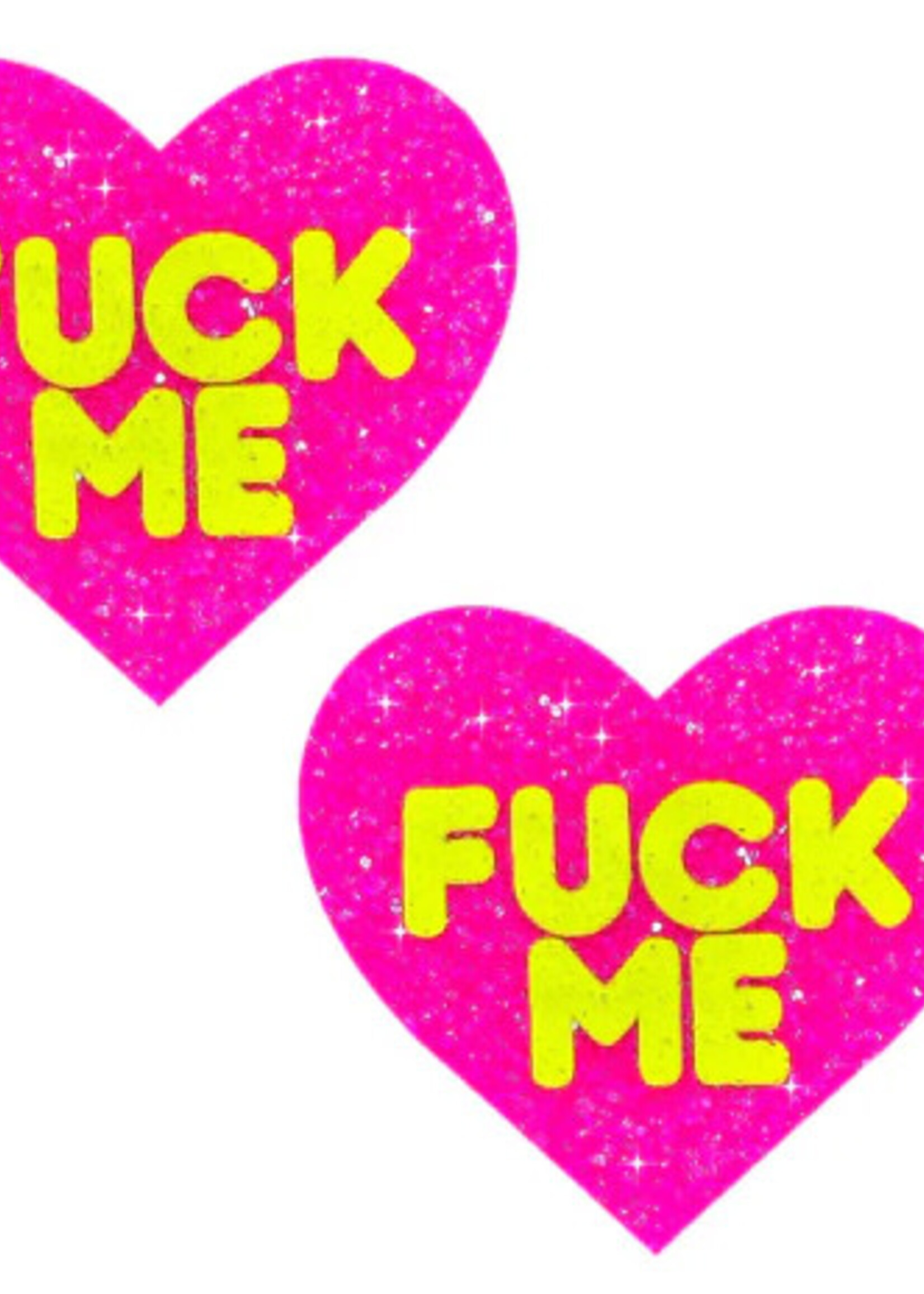 Neva Nude F*Ck Me Blacklight Neon Super Sparkle Nipple Cover Pasties Pink Glitter