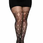 Leg Avenue Leg Avenue Floral Vine Net Tights - Plus - Black