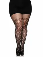 Leg Avenue Leg Avenue Floral Vine Net Tights - Plus - Black